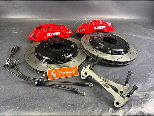 Тормозная тюнинг-система TOYOTA LAND CRUISER J300 (2021-2024) ICOOH X61, (405*34mm,Фиксированный,Насечки), поршней: 6, передняя ось, цвет: Красный, X61-777-R-03-10-01-02-0E-02-00-02_REF
