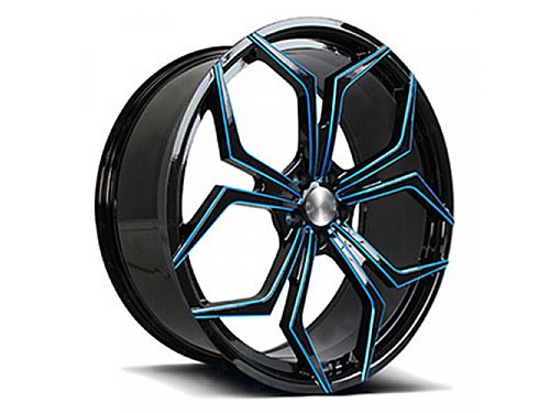 Диски колесные кованые кастомные черно синие автомобильные, SB001-029