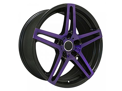 Диски колесные кованые 5 спицевые черно-фиолетовые автомобильные, SB001-0601