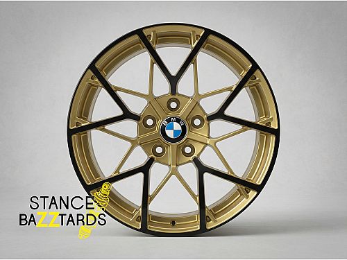 Диски колесные кованые BMW 666 черные с золотом автомобильные, SB001-0776