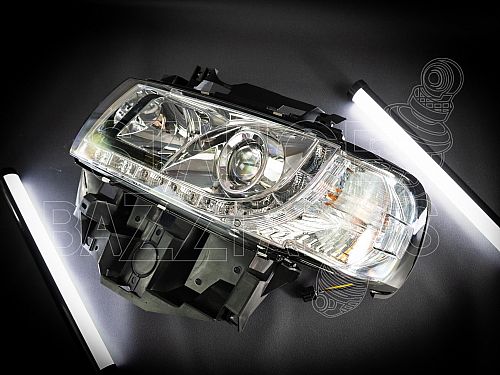 Фары (фонари) передние линзованные со светодиодными (LED) дневными ходовыми огнями (ДХО) FK Automotive Volkswagen Transporter (Bus) T4 (1996-2003) хром (со встроенными поворотниками) (с электрокорректором (без мотора в комплекте)), FKFSVW010045 Фары (фонари) передние линзованные со светодиодными (LED) дневными ходовыми огнями (ДХО) FK Automotive Volkswagen Transporter (Bus) T4 (1996-2003) хром (со встроенными поворотниками) (с электрокорректором (без мотора в комплекте)), FKFSVW010045