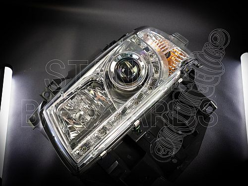 Фары (фонари) передние линзованные со светодиодными (LED) дневными ходовыми огнями (ДХО) FK Automotive Volkswagen Transporter (Bus) T4 (1996-2003) хром (со встроенными поворотниками) (с электрокорректором (без мотора в комплекте)), FKFSVW010045 Фары (фонари) передние линзованные со светодиодными (LED) дневными ходовыми огнями (ДХО) FK Automotive Volkswagen Transporter (Bus) T4 (1996-2003) хром (со встроенными поворотниками) (с электрокорректором (без мотора в комплекте)), FKFSVW010045