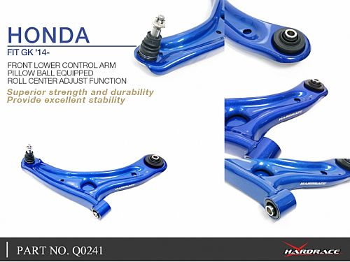 Передние нижние рычаги HardRace для HONDA JAZZ 3rd 2013-2020 (на ШС), HRQ0241 Передние нижние рычаги HardRace для HONDA JAZZ 3rd 2013-2020 (на ШС), HRQ0241