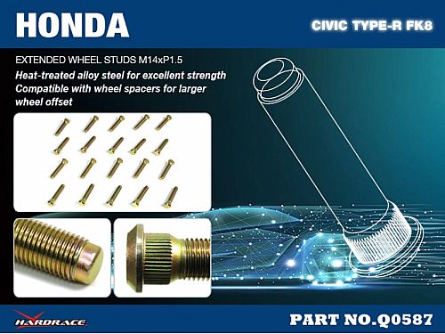 Шпильки удлиненные M12 x P 1.5/30 мм x 20, HardRace для HONDA CIVIC 10th FK8 TYPE-R 2017-2022, HRQ0587 Шпильки удлиненные M12 x P 1.5/30 мм x 20, HardRace для HONDA CIVIC 10th FK8 TYPE-R 2017-2022, HRQ0587