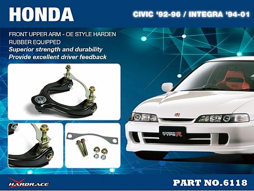 Передние верхние развальные рычаги HardRace для ACURA INTEGRA DC2 1994-2001 (на сайлентблоках), HR6118 Передние верхние развальные рычаги HardRace для ACURA INTEGRA DC2 1994-2001 (на сайлентблоках), HR6118