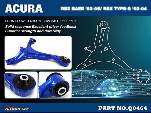 Передние нижние рычаги HardRace для HONDA INTEGRA DC5 2002-2006 (на ШС), HRQ0464 Передние нижние рычаги HardRace для HONDA INTEGRA DC5 2002-2006 (на ШС), HRQ0464