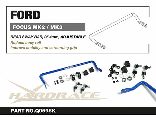 Задний cтабилизатор HardRace для FORD FOCUS MK2 2005-2011, HRQ0698K Задний cтабилизатор HardRace для FORD FOCUS MK2 2005-2011, HRQ0698K