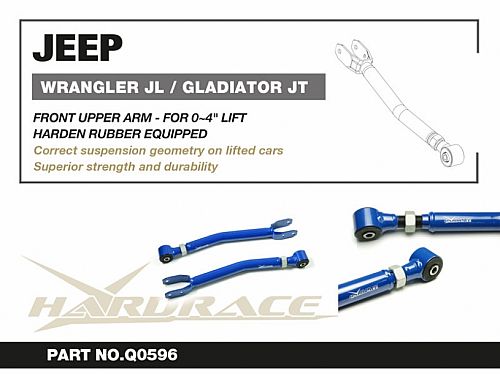 Передние верхние развальные рычаги HardRace для JEEP WRANGLER JLU 2018- (на сайлентблоках), HRQ0596