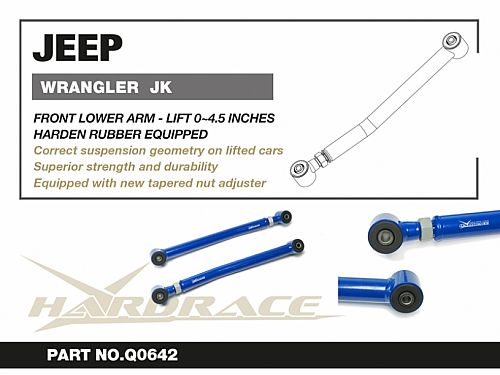 Передние нижние рычаги HardRace для JEEP WRANGLER JKU 2006-2018 (на сайлентблоках), HRQ0642