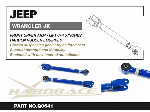 Передние верхние развальные рычаги HardRace для JEEP WRANGLER JK 2006-2018 (на сайлентблоках), HRQ0641