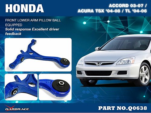 Передние нижние рычаги HardRace для HONDA ACCORD 7th CL7/8/9 (JP/EU-SPEC), 2002-2008 (на ШС), HRQ0638 Передние нижние рычаги HardRace для HONDA ACCORD 7th CL7/8/9 (JP/EU-SPEC), 2002-2008 (на ШС), HRQ0638