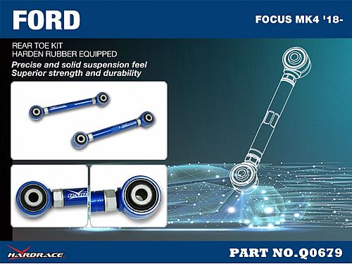Задние рычаги схождения регулируемые HardRace для FORD FOCUS MK4 2018- (на сайлентблоках), HRQ0679