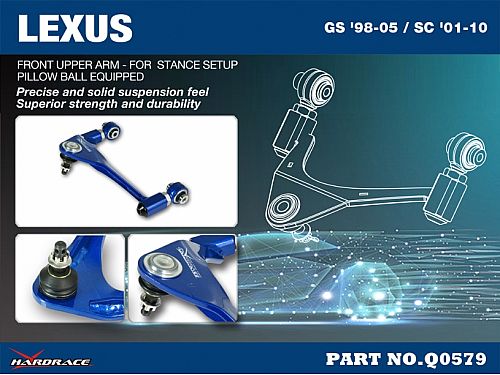 Передние верхние развальные рычаги HardRace для LEXUS SC 2nd Z40 2001-2010 (на ШС), HRQ0579 Передние верхние развальные рычаги HardRace для LEXUS SC 2nd Z40 2001-2010 (на ШС), HRQ0579