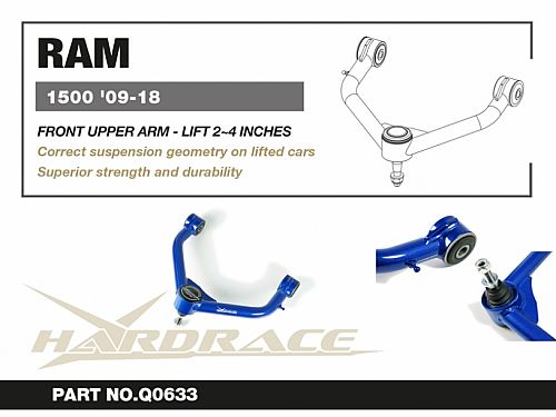 Передние верхние развальные рычаги HardRace для DODGE RAM 4 поколение 2009-2018 (на сайлентблоках), HRQ0633