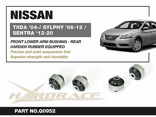 Сайлентблок заднего нижнего, переднего рычага HardRace для NISSAN VERSA 1st 2004-2012, HRQ0952 Сайлентблок заднего нижнего, переднего рычага HardRace для NISSAN VERSA 1st 2004-2012, HRQ0952