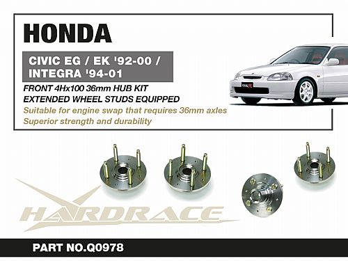 Передняя ступица 36 мм HardRace для HONDA CIVIC 6th EK3/4/5/9 1996-2000, HRQ0978 Передняя ступица 36 мм HardRace для HONDA CIVIC 6th EK3/4/5/9 1996-2000, HRQ0978