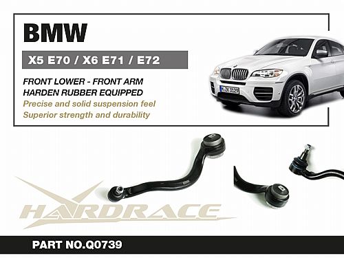 Передний нижний рычаг HardRace для BMW X6 E71/E72 2007-2014 (на сайлентблоках), HRQ0739 Передний нижний рычаг HardRace для BMW X6 E71/E72 2007-2014 (на сайлентблоках), HRQ0739