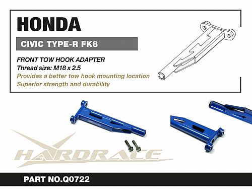 Переднее буксировочное крепление HardRace для HONDA CIVIC 10th FK8 TYPE-R 2017-2022, HRQ0722