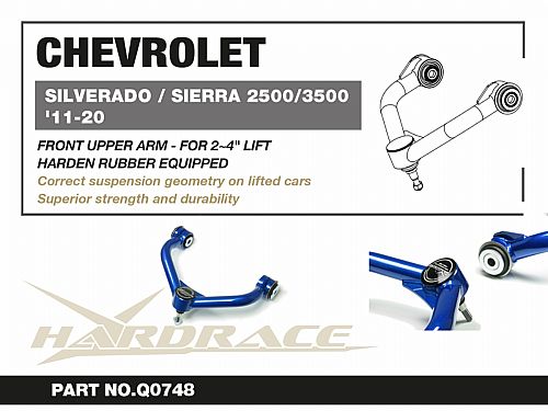 Передние верхние развальные рычаги HardRace для GMC SIERRA 3 поколение 2500/3500 2011-2020 (на сайлентблоках), HRQ0748 Передние верхние развальные рычаги HardRace для GMC SIERRA 3 поколение 2500/3500 2011-2020 (на сайлентблоках), HRQ0748