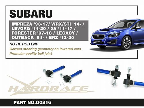 Наконечник поперечной рулевой тяги HardRace для SUBARU IMPREZA 4th GP/GJ 2012-2017, HRQ0816 Наконечник поперечной рулевой тяги HardRace для SUBARU IMPREZA 4th GP/GJ 2012-2017, HRQ0816