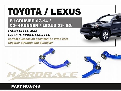 Передние верхние развальные рычаги HardRace для LEXUS GX 2nd J150 2009-2023 (на сайлентблоках), HR8748