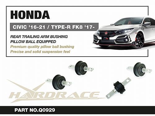 Сайлентблок заднего продольного рычага HardRace для HONDA CIVIC 10th FC/FK 2016-2021, HRQ0929 Сайлентблок заднего продольного рычага HardRace для HONDA CIVIC 10th FC/FK 2016-2021, HRQ0929