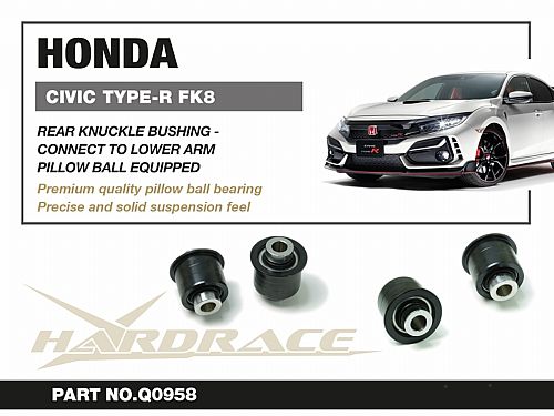 Сайлентблок заднего кулака HardRace для HONDA CIVIC 10th FK8 TYPE-R 2017-2022, HRQ0958 Сайлентблок заднего кулака HardRace для HONDA CIVIC 10th FK8 TYPE-R 2017-2022, HRQ0958