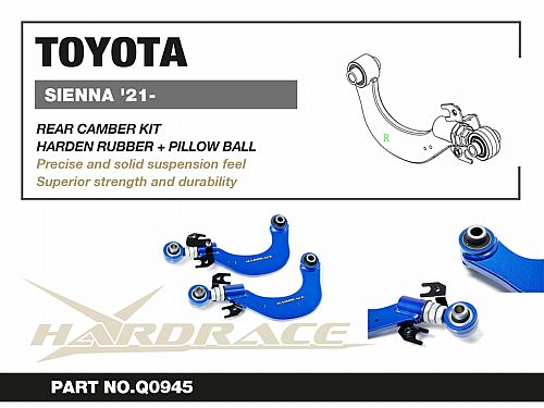 Развальные рычаги задние HardRace для TOYOTA SIENNA 4th XL40 2021- (на сайлентблоках и ШС), HRQ0945