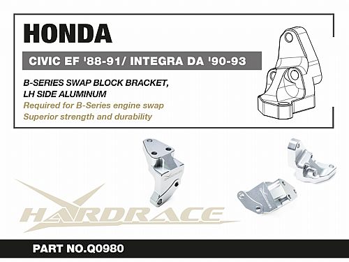 Кронштейн левый B-серии HardRace для HONDA CIVIC 4th EC 1988-1991, HRQ0980