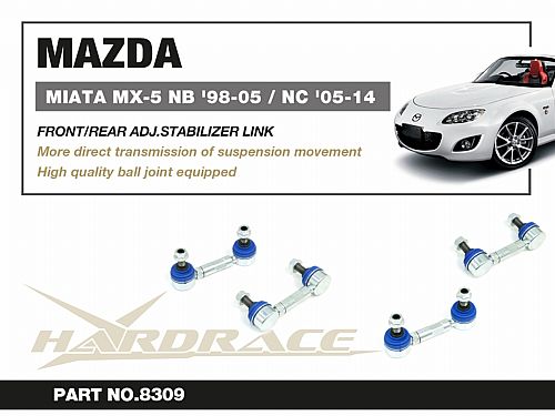 Передняя/задняя регулируемая тяга/стойка стабилизатора HardRace для MAZDA MX-5 2nd NB MIATA 1999-2005, HR8309 Передняя/задняя регулируемая тяга/стойка стабилизатора HardRace для MAZDA MX-5 2nd NB MIATA 1999-2005, HR8309