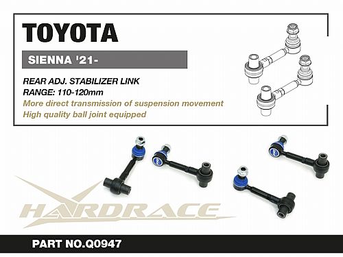 Задняя регулируемая тяга/стойка стабилизатора HardRace для TOYOTA SIENNA 4th XL40 2021-, HRQ0947 Задняя регулируемая тяга/стойка стабилизатора HardRace для TOYOTA SIENNA 4th XL40 2021-, HRQ0947