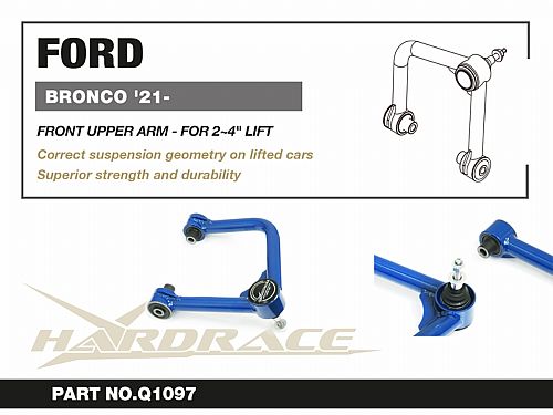 Передние верхние развальные рычаги HardRace для FORD BRONCO 6th 2021- (на сайлентблоках), HRQ1097 Передние верхние развальные рычаги HardRace для FORD BRONCO 6th 2021- (на сайлентблоках), HRQ1097