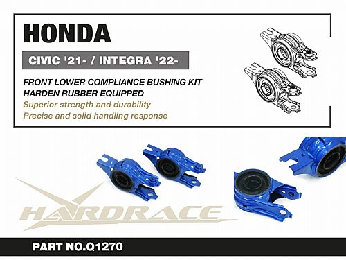 Сайлентблок переднего нижнего рычага HardRace для HONDA CIVIC 11th FL5 TYPE-R 2022-, HRQ1270 Сайлентблок переднего нижнего рычага HardRace для HONDA CIVIC 11th FL5 TYPE-R 2022-, HRQ1270