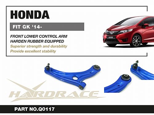 Передние нижние рычаги HardRace для HONDA JAZZ 3rd 2013-2020 (на сайлентблоках), HRQ0117