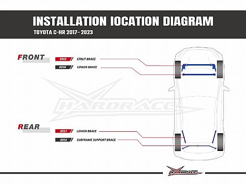 Распорка передней стойки HardRace для TOYOTA C-HR 1 поколение 2017–2023, HR8902