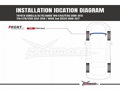 Распорка передней стойки HardRace для TOYOTA WISH 2nd ZGE20 2009-2017, HR8998 Распорка передней стойки HardRace для TOYOTA WISH 2nd ZGE20 2009-2017, HR8998