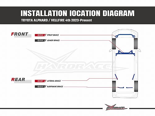 Распорка заднего подрамника HardRace для TOYOTA ALPHARD 4th 2023-, HRQ1313 Распорка заднего подрамника HardRace для TOYOTA ALPHARD 4th 2023-, HRQ1313