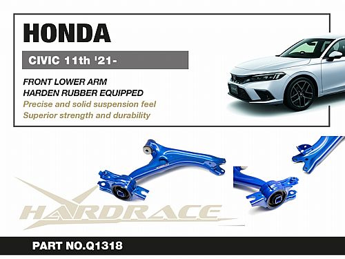 Передние нижние рычаги HardRace для HONDA CIVIC 11th FE/FL 2022- (на сайлентблоках), HRQ1318 Передние нижние рычаги HardRace для HONDA CIVIC 11th FE/FL 2022- (на сайлентблоках), HRQ1318