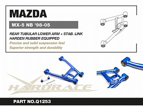 Рычаги задние нижние HardRace для MAZDA MX-5 MIATA 2nd NB 1999-2005 (на сайлентблоках), HRQ1253 — фото 2