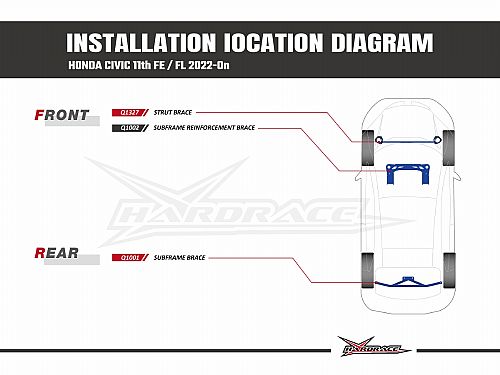 Распорка передней стойки HardRace для HONDA CIVIC 11th FE/FL 2022-, HRQ1327 Распорка передней стойки HardRace для HONDA CIVIC 11th FE/FL 2022-, HRQ1327