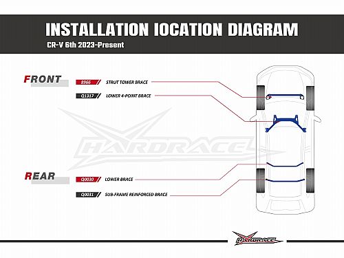 Распорка переднего подрамника HardRace для HONDA CR-V 6th 2023-, HRQ1317