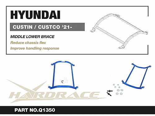 Средняя нижняя 4-точечная распорка HardRace для HYUNDAI CUSTIN 1 поколение (KU) 2021-, HRQ1350 Средняя нижняя 4-точечная распорка HardRace для HYUNDAI CUSTIN 1 поколение (KU) 2021-, HRQ1350