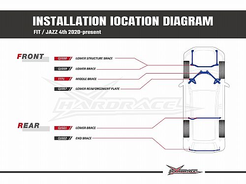 Задняя распорка HardRace для HONDA JAZZ 4th 2020-, HRQ1022 Задняя распорка HardRace для HONDA JAZZ 4th 2020-, HRQ1022