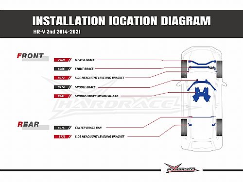 Задняя центральная распорка HardRace для HONDA HR-V 2nd 2014-2021, HR8775