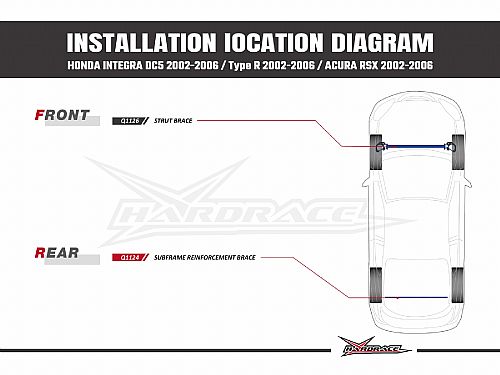 Усилитель заднего подрамника HardRace для Acura RSX (2002-2006), HRQ1124 Усилитель заднего подрамника HardRace для Acura RSX (2002-2006), HRQ1124 — фото 7