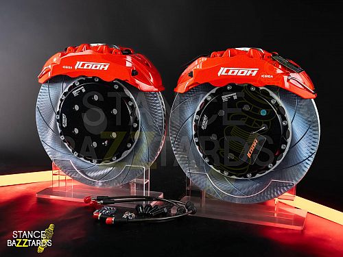 Тормозная тюнинг-система GMC Yukon V (2020-2024) ICOOH IC61, (410*34mm, Фиксированный, Насечки), поршней: 6, передняя ось, цвет: Красный IC61-289-R-03-11-01-02-0C-01-00-02