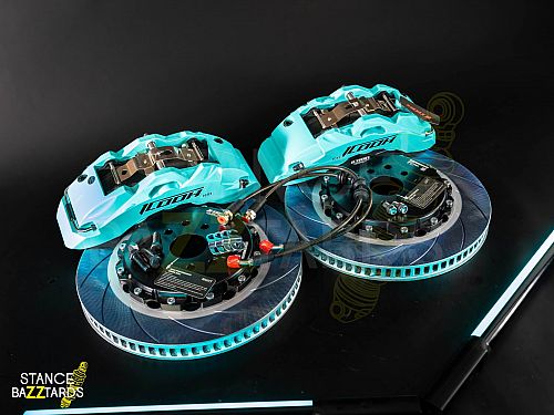 Тормозная тюнинг система VOLKSWAGEN TIGUAN 2 поколение (2016-2024) ICOOH IC5 (355*32mm, Фиксированный, Насечки) цвет: Бирюзовый, поршней: 6, передняя ось, IC5-3031-T-03-07-01-02-0D-04-00-02