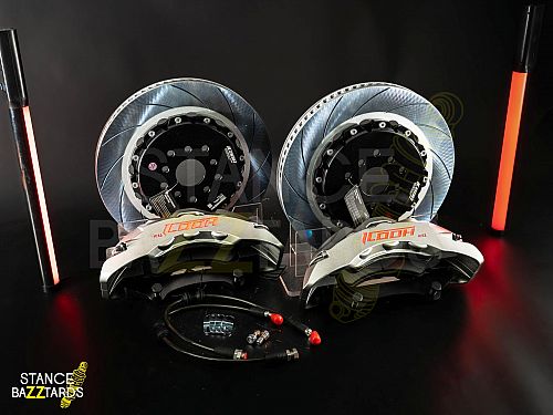 Тормозная тюнинг система LAND ROVER FREELANDER 2 поколение (2006-2014) ICOOH IC5 (345*24mm, Фиксированный, Насечки) цвет: Серый, поршней: 6, передняя ось, IC5-1750-G-03-06-01-02-0D-04-00-02