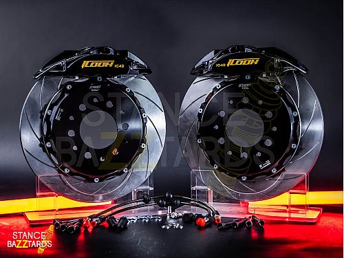 Тормозная тюнинг-система TOYOTA Tundra 2 поколение (2007-2021) ICOOH X42, (380*28mm, Фиксированный, Насечки), поршней: 4, задняя ось, цвет: Черный X42-776-B-03-0C-01-02-08-05-00-02