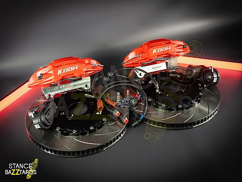 Тормозная тюнинг-система Kia Mohave 2 поколение (HM2) (2019-2024) ICOOH DT48, (355*28mm,Фиксированный,Насечки), поршней: 4, задняя ось, цвет: Красный, DT48-4076-R-03-16-01-02-09-1A-02-02